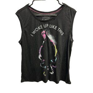I Woke Up Like This LOL Vintage NWT  Black Graphic Tank Top Sz XL